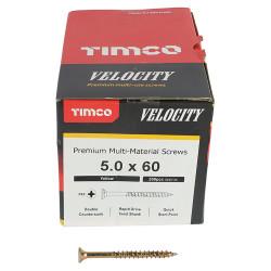 TIMCO Velocity Pozi Countersunk Wood Screws - 5.0 x 60mm - Yellow Zinc - Pack of 200