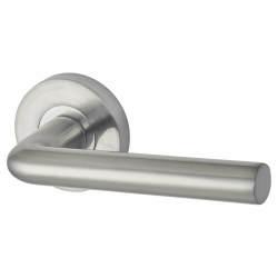 Jigtech Satin Chrome Door Handles on Round Rose - Riva Range