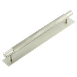 Hoxton by Frelan Taplow 18mm Knurled T-Bar Cabinet Pull Handle on Plain Backplate - 224mm c/c - Satin Nickel