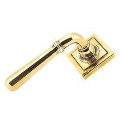 From The Anvil Aged Brass Door Handles on Square Rose - Newbury Range