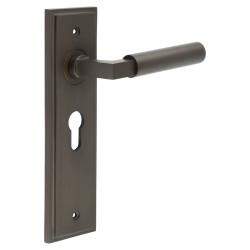 Burlington by Frelan Dark Bronze Fire Rated Euro Lock Door Handles - Westminster - 200 x 55mm