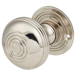 Hampstead Polished Nickel Georgian Ringed Mortice/Rim Door Knob - 50mm Rose Diameter