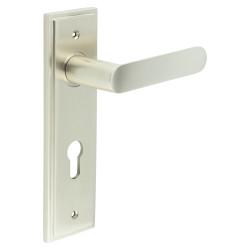Burlington by Frelan Satin Nickel Fire Rated DIN Euro Lock Door Handles - Kensington - 200 x 55mm