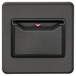 Knightsbridge 32A 1 Gang Screwless Flat Plate Key Card Switch - Smoked Bronze