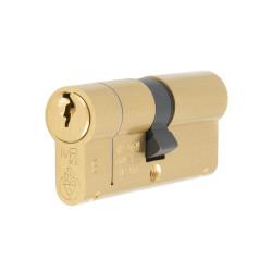 Eurospec 1 Star 6 Pin 80mm Euro Double Cylinder - 40 + 40mm - Satin Brass - Keyed to Differ