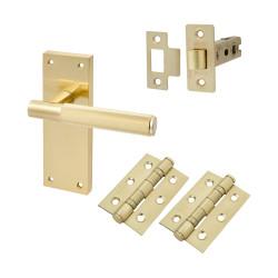 Altro Satin Brass Knurled Latch Door Handles Pack - Remi Range