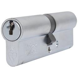 ERA 1 Star 6 Pin Kitemarked 100mm Euro Double Cylinder - 50 + 50mm - Satin Chrome - Keyed to Differ