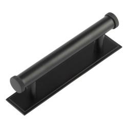 Hoxton by Frelan Wenlock 15mm Knurled T-Bar Cabinet Pull Handle on Stepped Backplate - 96mm c/c - Black