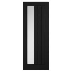 LPD Mexicano 1 Light Offset Clear Glazed Pre-Finished Solid Internal Door - 1981 x 762mm - Black