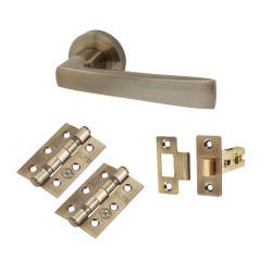 Altro Antique Brass Latch Door Handles on Rose Pack - Ivy Range