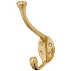Hampstead Victorian Heavy Duty Single Hat & Coat Hook - 143 x 65mm - Polished Brass