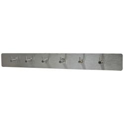 Hampstead Hook on Plate - 640 x 75mm - 6 Hooks - Satin Stainless Steel