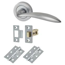 Touchpoint Satin Chrome Latch Door Handles on Rose Pack - Morgan Range
