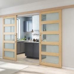 Klug Sliding Double Door Gear Kit with Pelmet & Soft Close - 4000mm - 60kg Door Weight - Unpainted