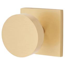 Heritage Brass by M Marcus Disc Cabinet Knob on Square Backplate - 32mm Diameter - Satin Brass