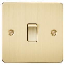 Knightsbridge 20A 1 Gang Flat Plate Double Pole Appliance Switch - Brushed Brass