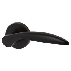 Jigtech Matt Black Door Handles on Round Rose - Cresta Range