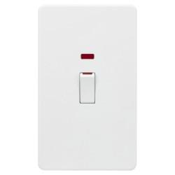 Knightsbridge 45A 2 Gang Screwless Double Pole Cooker Switch with Neon - Matt White