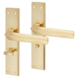 Altro Satin Brass Bathroom Door Handles - Norley Range - 200 x 42mm