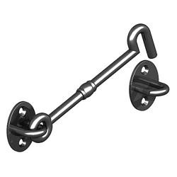 GateMate Medium Duty Cabin Hook & Eye - 150mm Length - Black Powder Coated