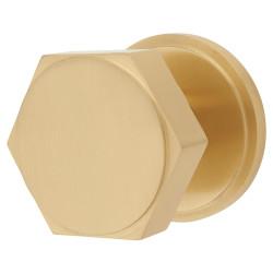 Hampstead Satin Brass Hexagonal Centre Door Knob - 80mm Rose Diameter