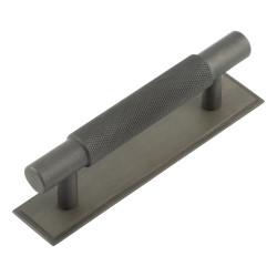 Hoxton by Frelan Taplow 18mm Knurled T-Bar Cabinet Pull Handle on Stepped Backplate - 96mm c/c - Dark Bronze