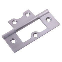 Flush Door Hinge - 75 x 50 x 1.7mm - Satin Chrome - Pair