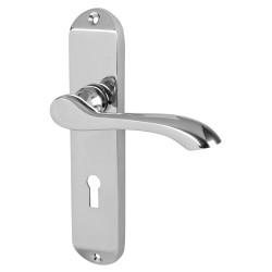 Touchpoint Polished Chrome Scroll Keyhole Lock Door Handles - Ancona Range - 180 x 39mm