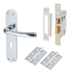 Touchpoint Polished Chrome 3 Lever Sashlock Door Handles Pack - Sassari Range