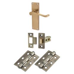 Touchpoint Antique Brass Victorian Scroll Latch Door Handles Pack