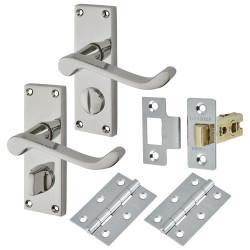 Touchpoint Polished Chrome Budget Scroll Privacy Door Handles Pack - Short Plate