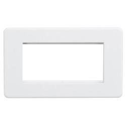 Knightsbridge 2 Gang 4 Module Euro Screwless Faceplate - Matt White