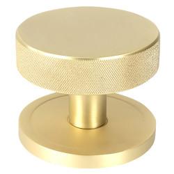 From The Anvil Brompton Satin Brass Round Knurled Centre Door Knob - 90mm Rose Diameter