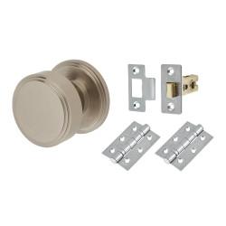Hampstead Satin Nickel Mortice Door Knobs Pack - 62mm Rose Diameter - Riley Range