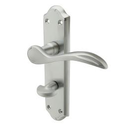 Carlisle Brass Satin Chrome Scroll Bathroom Door Handles - Madrid Range - 180 x 45mm