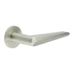 CRES by Frelan Satin Stainless Steel Sprung Fire Rated Door Handles on Round Rose - CR-107 Range
