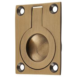 Altro Rectangular Flush Ring Cabinet Pull Handle - 50 x 38mm - Antique Brass