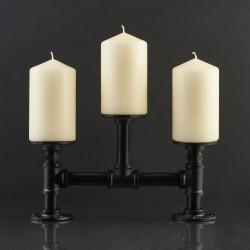 Altro 3/4" Pipe Triple Candle Holder - Black