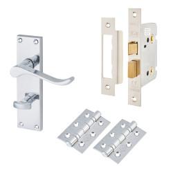 Touchpoint Polished Chrome Budget Scroll Bathroom Lock Door Handles Pack - Mia Range