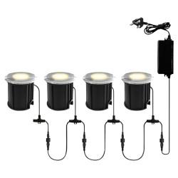 Forum Zink Lapin 2W Recessed LED Decking Light Kit - IP65 - 4000K Cool White - Black - Pack of 4