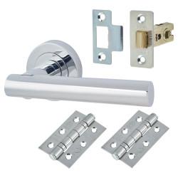 Altro Polished Chrome Latch Door Handles on Rose Pack - Bella Range