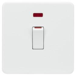 Knightsbridge 45A 1 Gang Screwless Double Pole Cooker Switch with Neon - Matt White