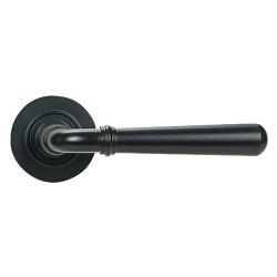 From The Anvil Matt Black Door Handles on Round Rose - Newbury Range