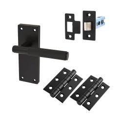 Altro Matt Black Lines Latch Door Handles Pack - Nova Range