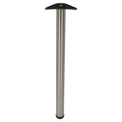 Rothley Round Adjustable Worktop Support Breakfast Bar Table Leg - 60 x 1100-1125mm - Brushed Stainless