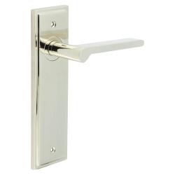 Burlington by Frelan Polished Nickel Fire Rated Latch Door Handles - Fitzrovia - 200 x 55mm