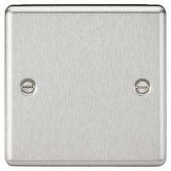 Knightsbridge 1 Gang Round Edge Blank Plate - Brushed Chrome