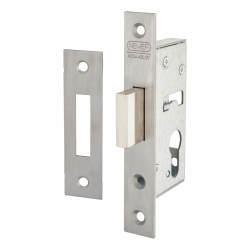 Nemef 9600 Narrow Style Euro Deadlock - 50mm Case - 35mm Backset - Satin Stainless Steel