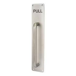 Altro Satin Aluminium 19mm D-Bar Door Pull Handle on Plate - PULL - Screw Fix - 375 x 75 x 3mm