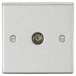 Knightsbridge 1 Gang Square Edge Non Isolated TV Outlet - Brushed Chrome